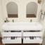 Meuble-lavabo mural double en chêne blanc 72 po avec lavabo en acrylique Victoria-94524392