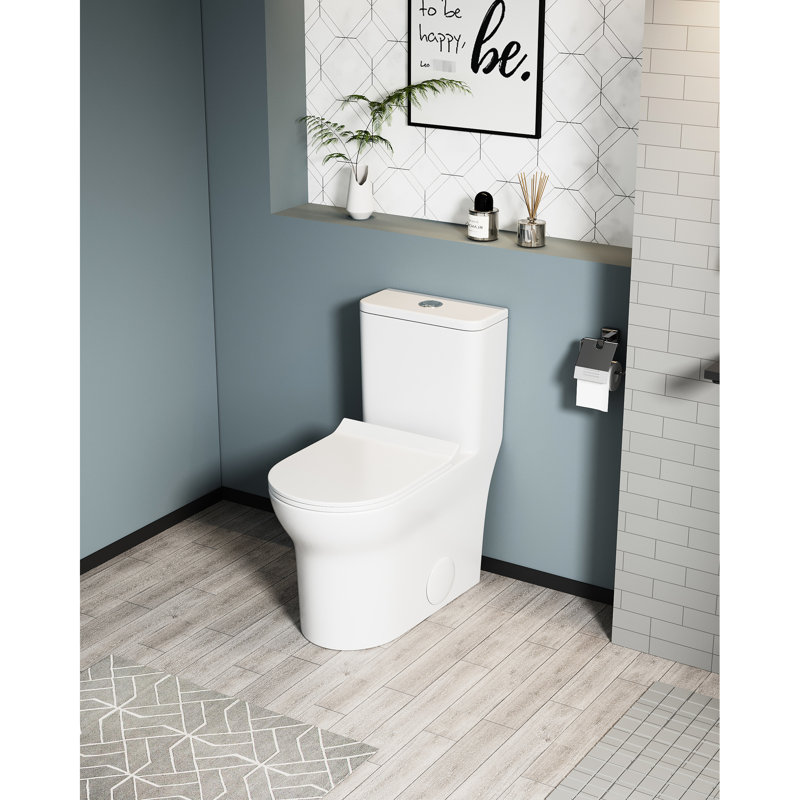 Une toilette en céramique allongée, blanche, 1,1 / 1,6, de hauteur confortable et allongée 1,1 et 1,6