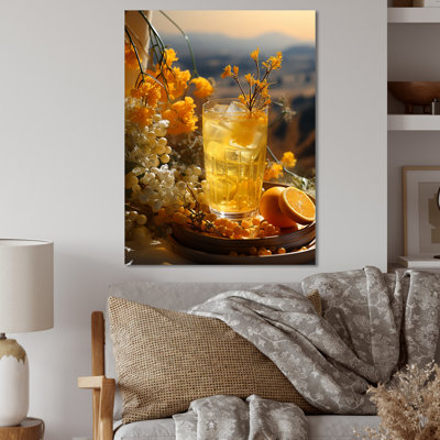 Cocktails Yellow Sunlit Straw Tequila I - Cocktails Metal Wall Art