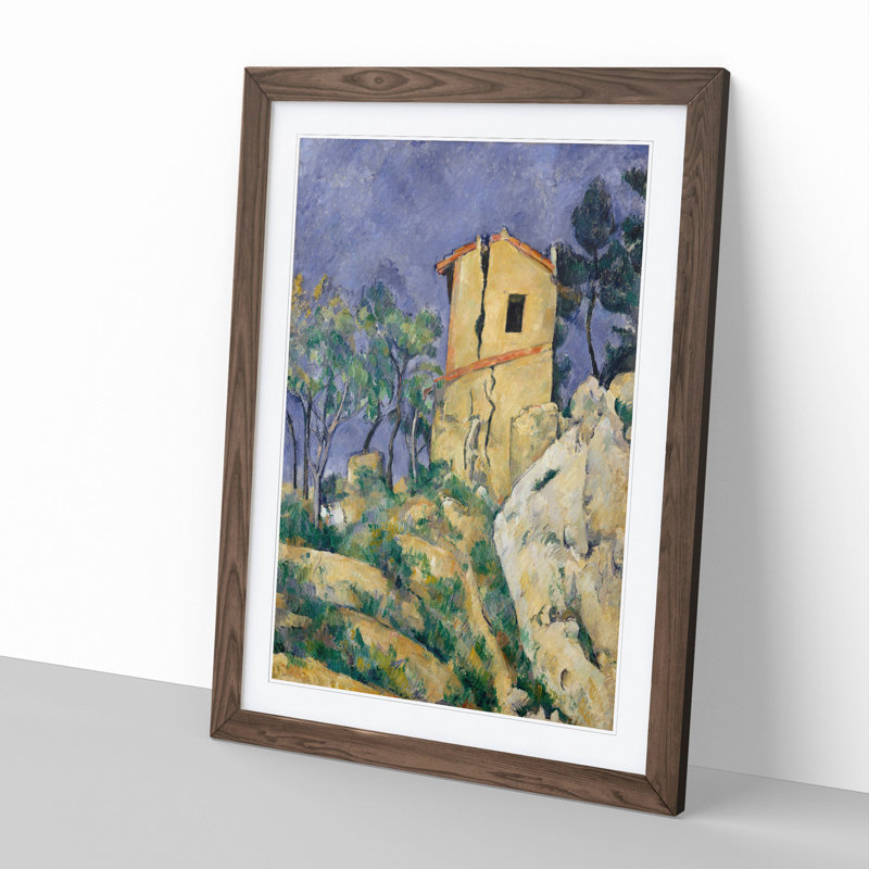 House with the Cracked Walls by Paul Cezanne - Picture Frame Painting, Walnut Framed, 48cm H x 36cm W x 2cm D