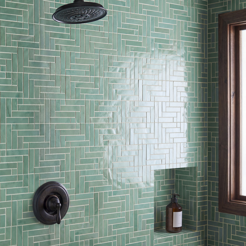 Zelora 1" Glossy Ceramic Mosaic Wall Tile, Linen Beige
