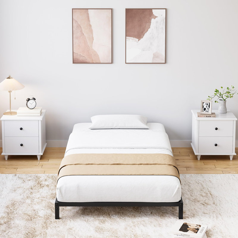 Metal Bed Frame Twin Platform Bed Frame No Box Spring Needed, Sturdy Heavy Duty Bed Frame, Easy Assembly, 6inch Twin