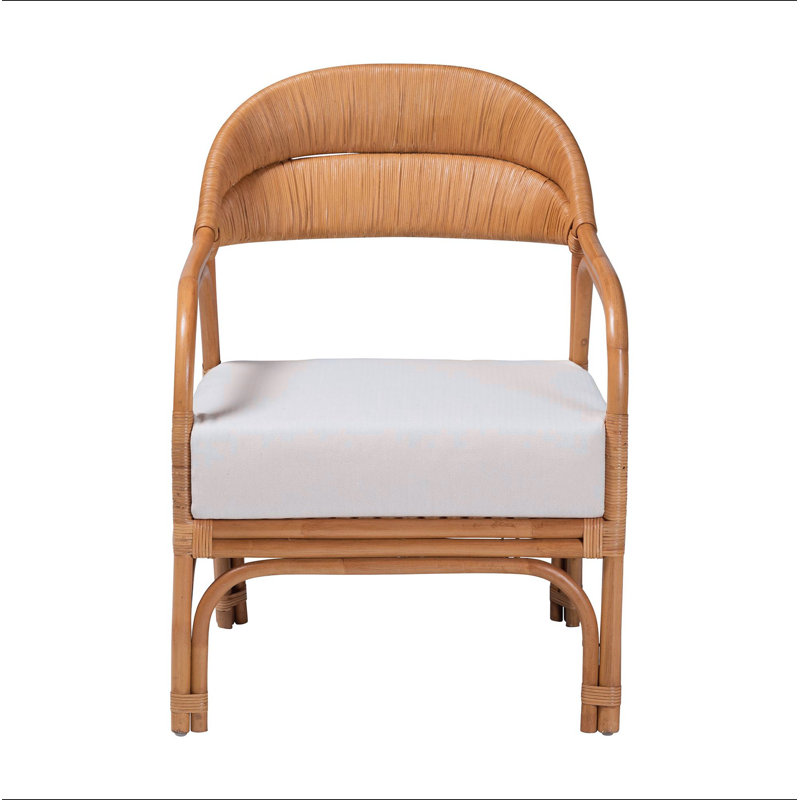 Fauteuil bohémien en rotin miel clair