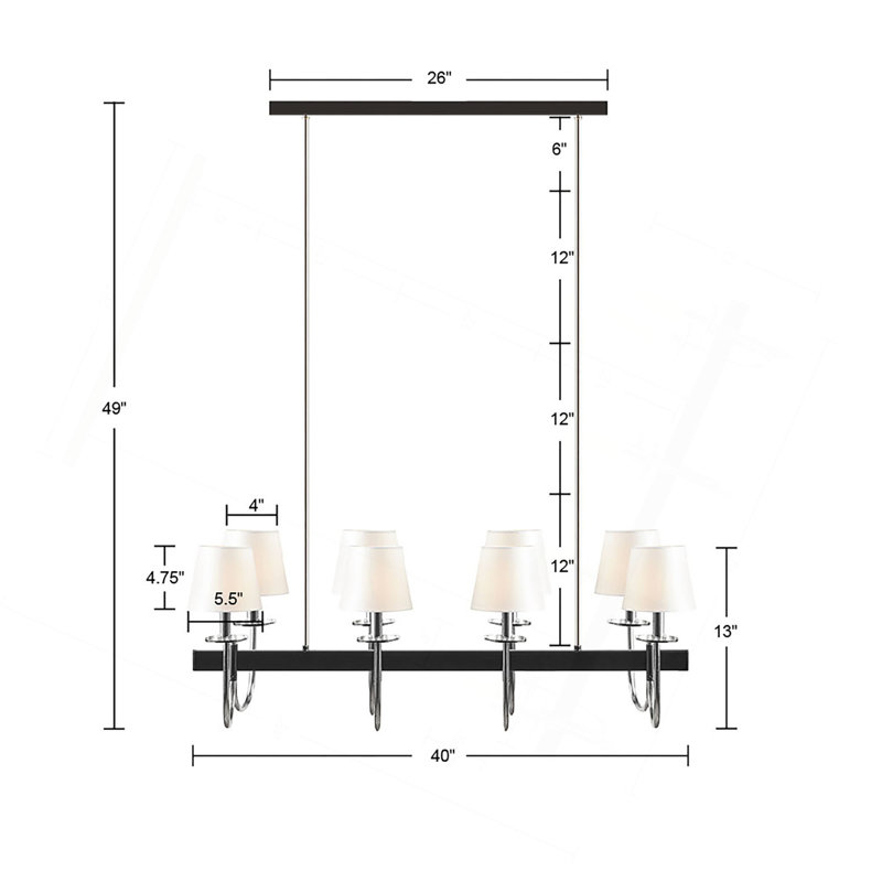 Lustre traditionnel 8 lumières avec abat-jour tambour