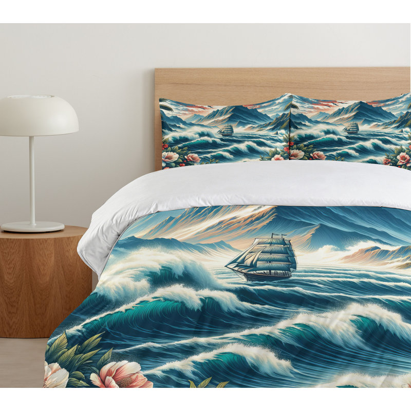Nautical Duvet Cover, King Duvet Cover + 2 Standard Shams