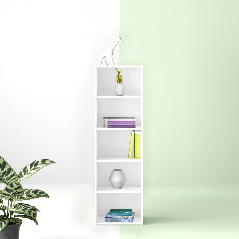 Aliesha Open Shelf Bookcase, 132.1cm H x 40.1cm W x 23.9cm D, White