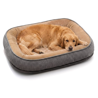 Rectangle Bolster Pet Bed Cozy Plush Dog Sleeping Bed for Large Breeds
