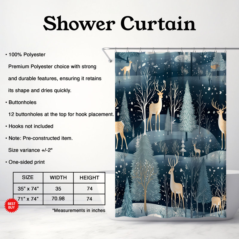 Christmas Past - Rideau de douche Premium, H 74 po x l 71 po