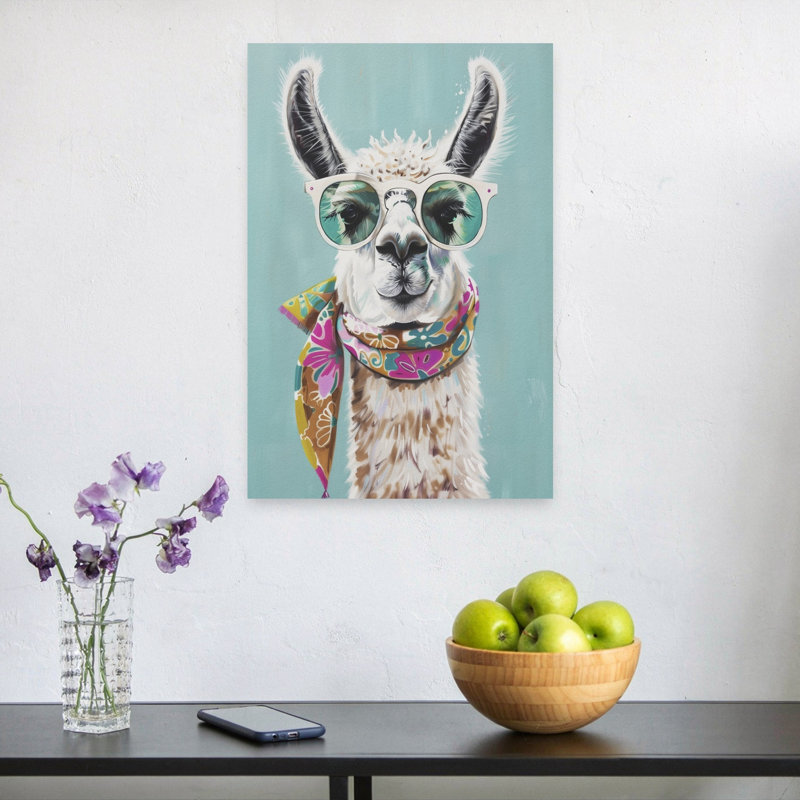 Élégant lama, art mural moderne, 24" H x 16" W