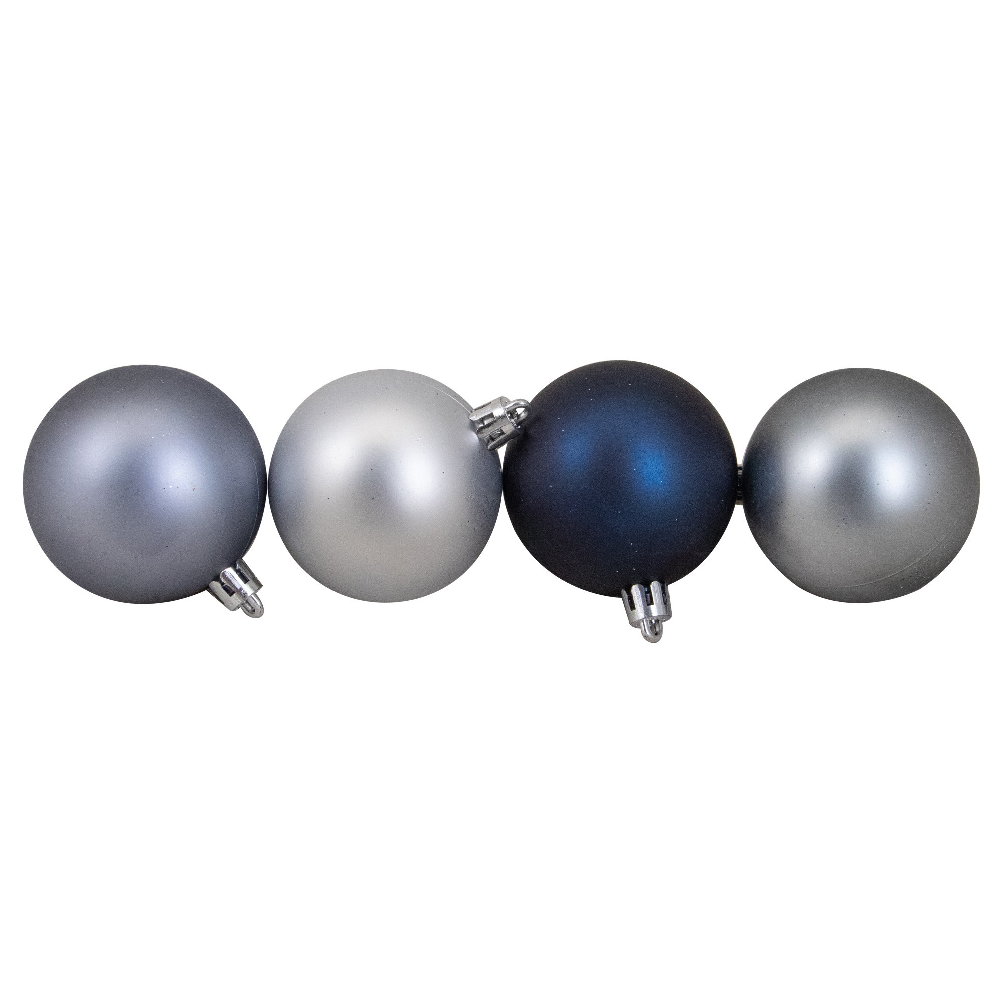 Shatterproof Christmas Ball Ornaments 2.5" (60mm), Blue/Denim/Silver
