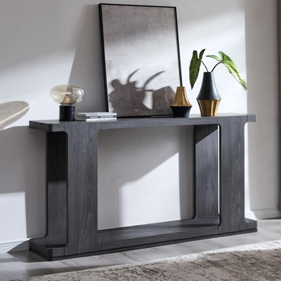 Console de 63 po pour hall d'entrée moderne avec bord incurvé et style distinctif