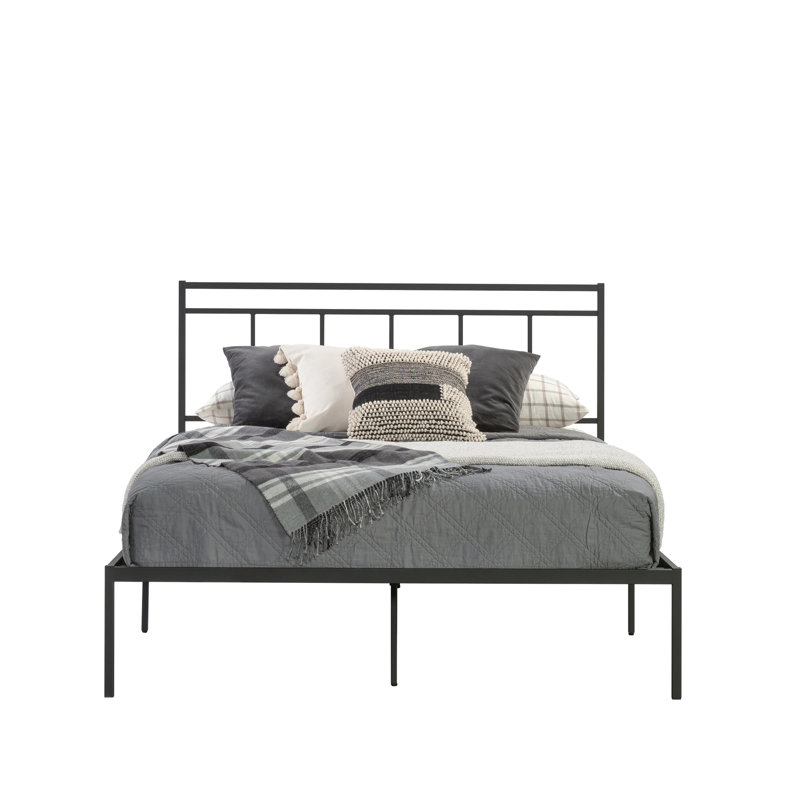 Queen Bed Frame, Black Headboard, Structure, Simple And Fast Assembly, Under - Storage Bed, Headboard, Finish, Metal Quick