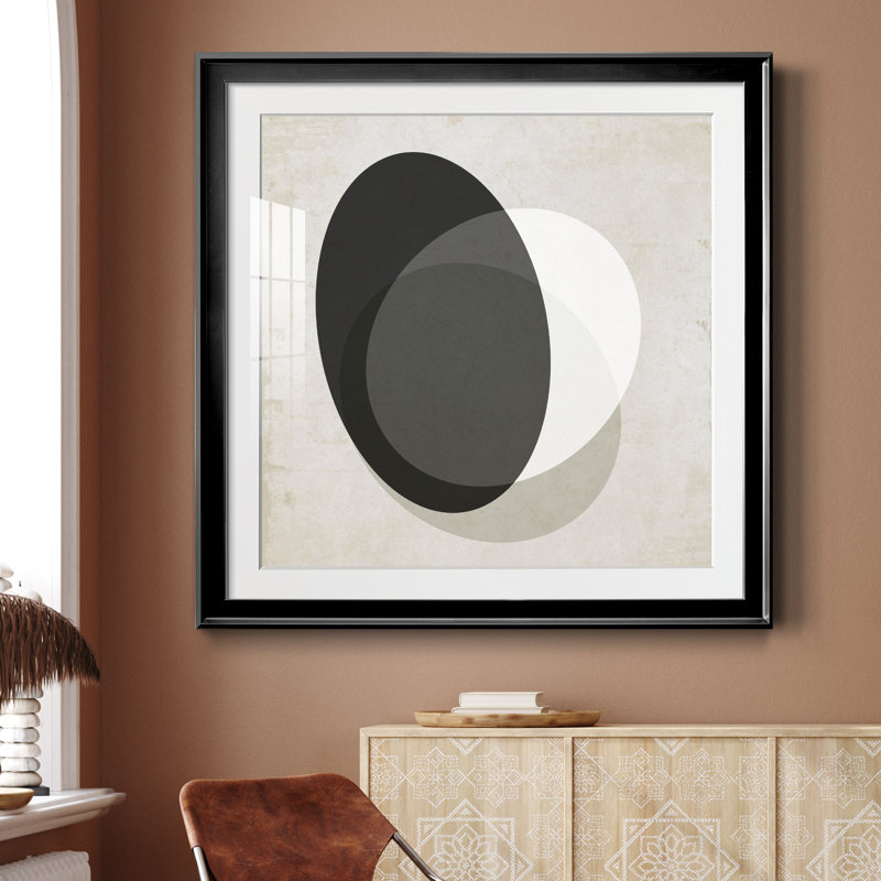 Moderniste Neutre I - cadre photo, Papier encadré noir, H 26,5 po x l 26,5 po x P 1,5 po