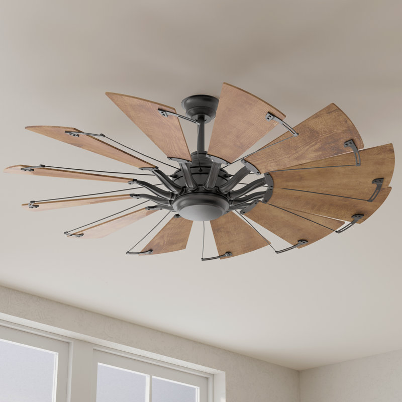 Rustic 60'' Walnut Windmill Ceiling Fan with Remote