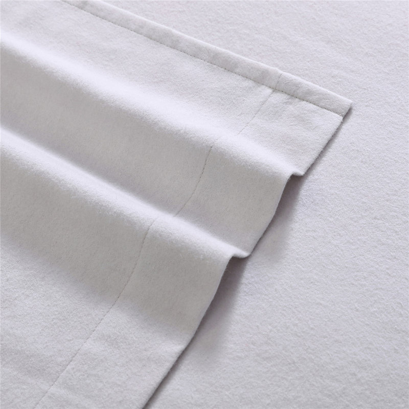 Brushed Cotton Flannel Sheet Set, Full Sheet Set with 2 Pillowcases, Solid Grey