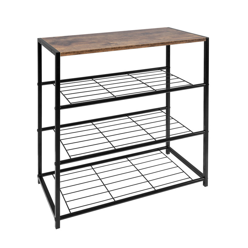 9 Pair Shoe Rack, Black/Brown