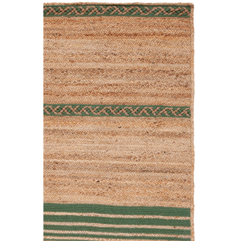 Trigg Hand-Loomed Stain Resistant Reversible Jute/Cotton Striped Area Rug, Square 6'
