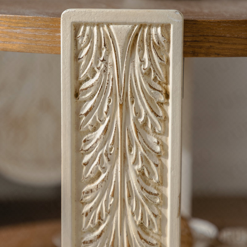 Carved Wooden Coffee Table - Retro End Table, 2-Layer Storage - Palace Style