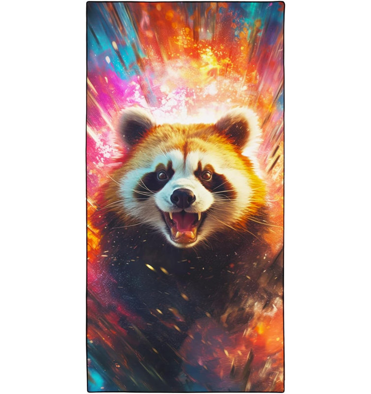 Serviette de plage rouge surdimensionnée 30 po x 63 po, imprimé animal Cosmic Burst, serviettes légères en microfibre à séchage rapide sans sable pour le yoga sur la plage