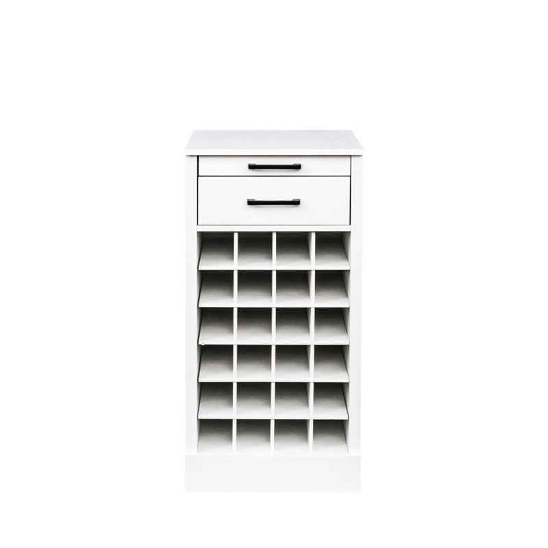 Buffet brun noyer pour 28 bouteilles de vin - rangement compact avec choix chic à 28 compartiments