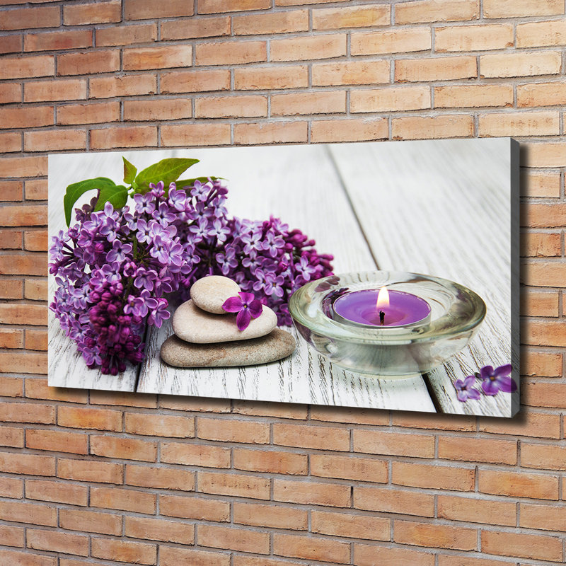 Lilac And Zen Stones - No Frame Print on Canvas