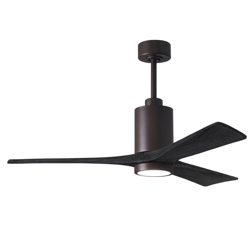 Patricia LED Downrod Ceiling Fan, Textured Bronze, 60", Matte Black
