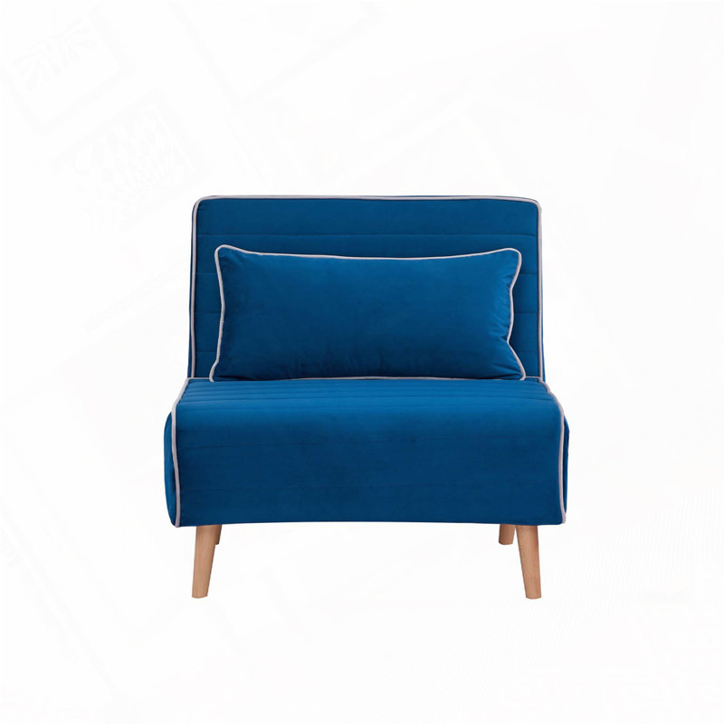 Chaise convertible en velours pliable, Bleu