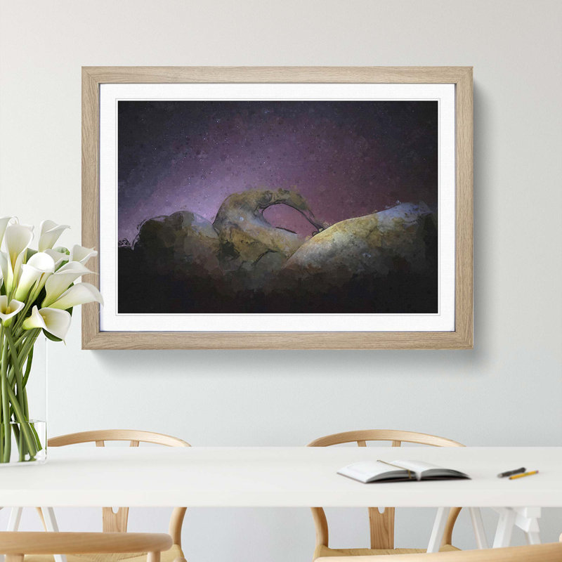 Stars over the Rock - Picture Frame Graphic Art Print, 48cm H x 65cm W x 2cm D, Oak Framed