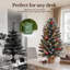 90cm / 3ft Tabletop Pre-lit Mini Christmas Tree with 8-Modes LED Lights, Pine Cones, Berries & Snow Flocked