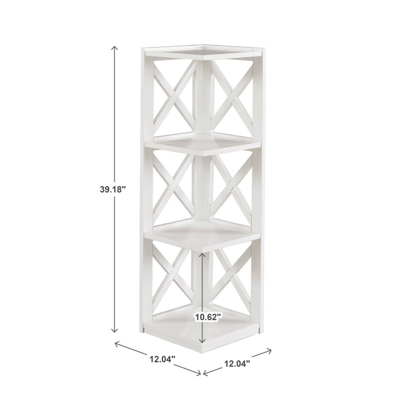Safuad 39.15" H X 15.86" W Solid Wood Corner Bookcase, White