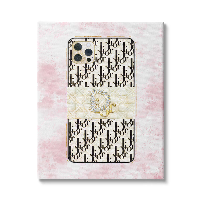 «Deluxe Glam Cell Mobile Still Life Pink Splatter» par Ziwei Li - impression sur toile tendue, H 30 po x l 24 po