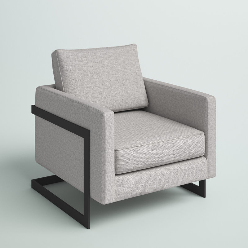 Fauteuil d'appoint en tissu Posse, Polyester brun clair, Noir