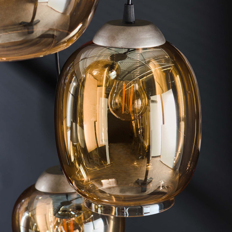 Cliney 5 - Light Shaded Geometric Pendant, Amber