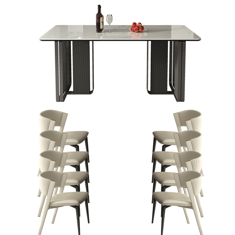 8 - Person Double Pedestal Dining Set, 29.52"H x 78.74"L x 35.43"W