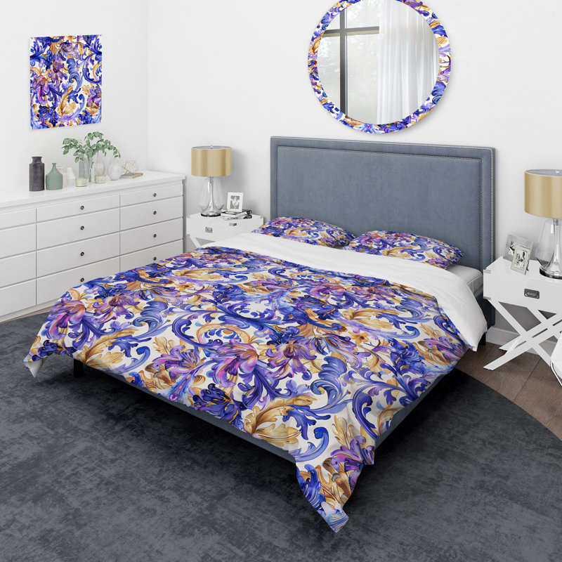 Ensemble de housse de couette Glam II - Glam II - mauve et doré, Housse de couette pour grand lit et 2 taies décor