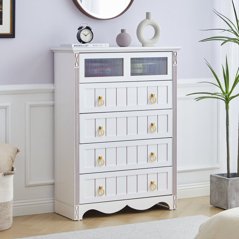  Alesha 5-Drawer Dresser, White