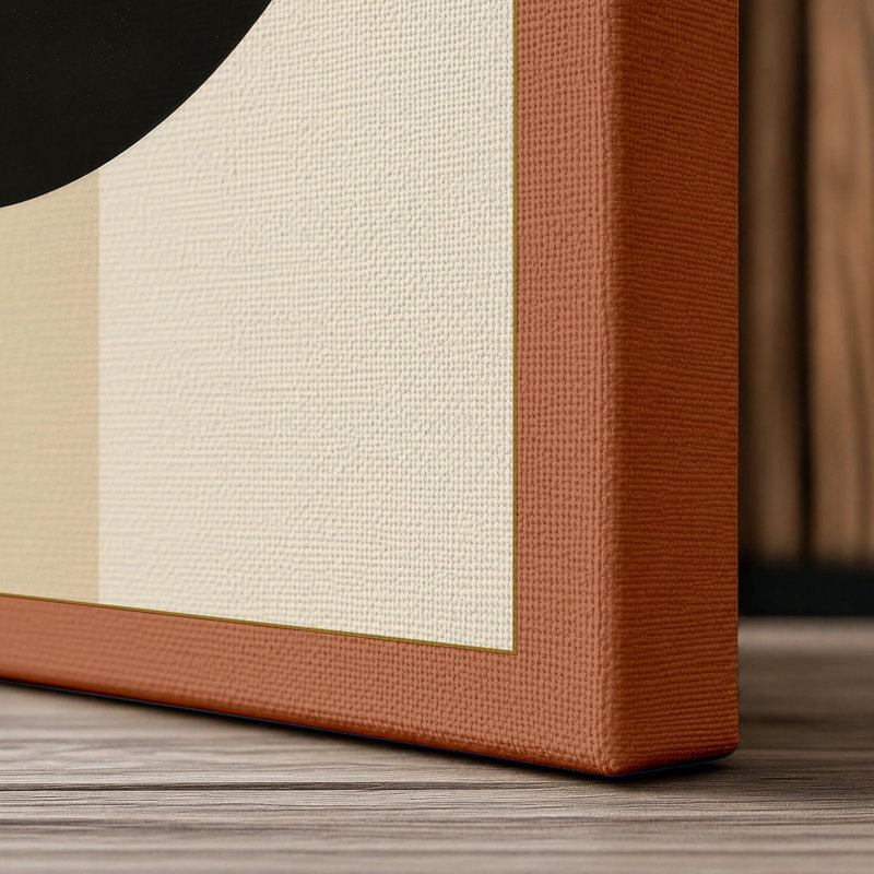 Curved Geometry Geometric - Wrapped Canvas, 30x20 - 76.2 x 50.8 cm, Terracotta Border