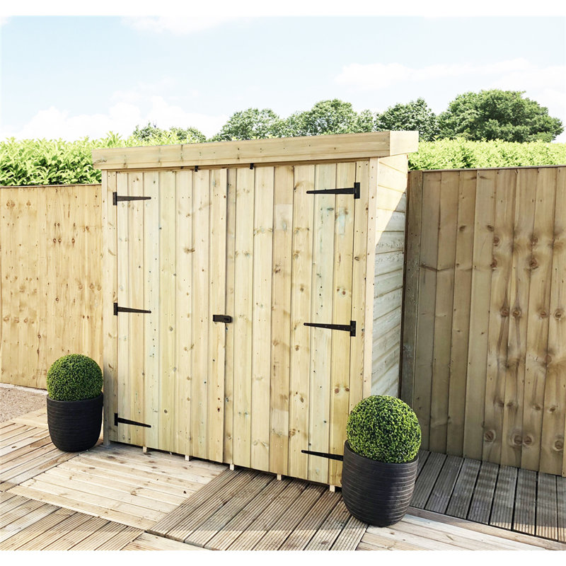 Chirezza 6' x 2' 7" Windowless Pressure Treated Tongue And Groove Tall Pent Store With Double Doors