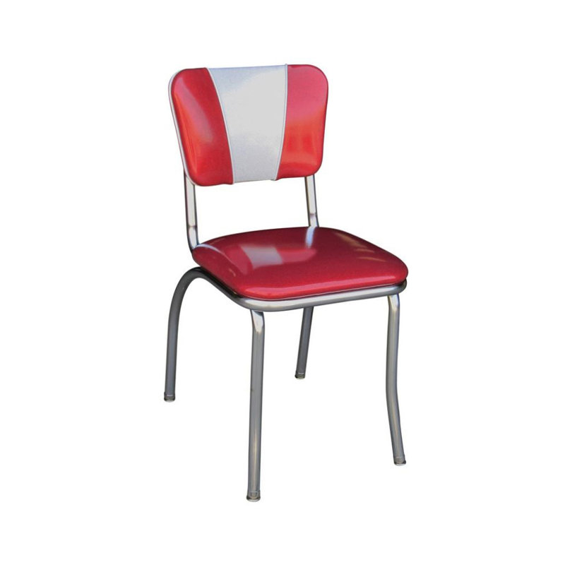 Retro Home Upholstered 'V' Back Dining Chair, Glitter Sparkle Red