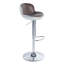 Tabouret rembourré en cuir brun - Design rétro, patchwork d'aluminium, support en métal pour salle à manger réglable avec patchwork et bas