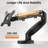 Pneumatic Arm Full Motion Single Monitor Universal Desk Mount