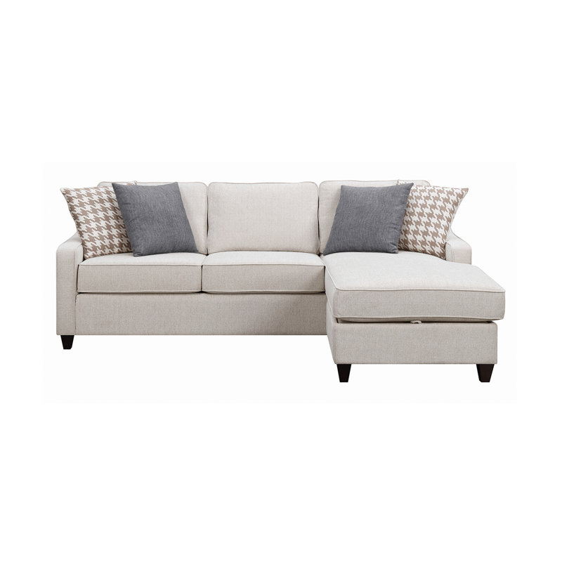 Macevier Upholstered L-Shaped Sectional Reversible, Cream 100% Polyester