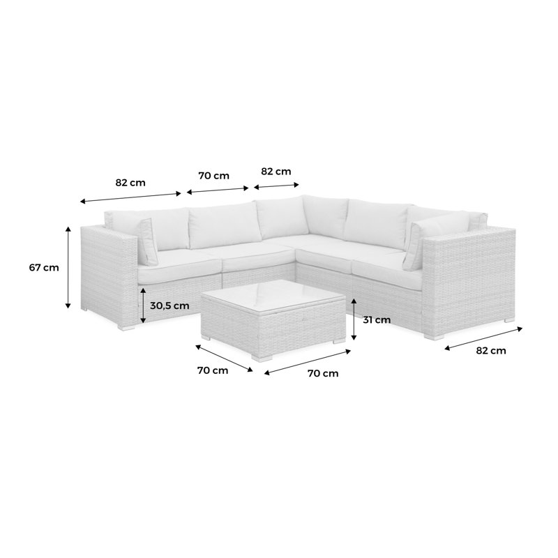 Bebhinn Aluminum 5 - 5-seater premium polyrattan corner garden sofa set, ready assembled
