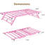 Structure de lit gigogne simple, lit de jour gigogne avec roulettes verrouillables, plateforme en métal pliable, rose