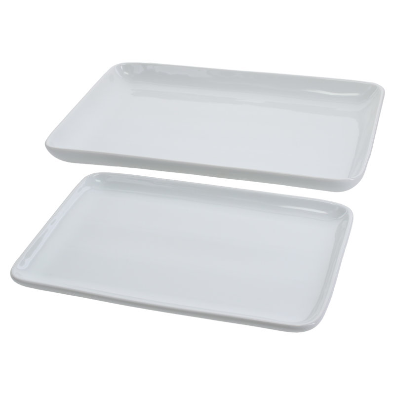 2-Piece, Vail Rectangular Platter Set, Rectangular Platter, 10.375", Rectangular Platter, 13", White