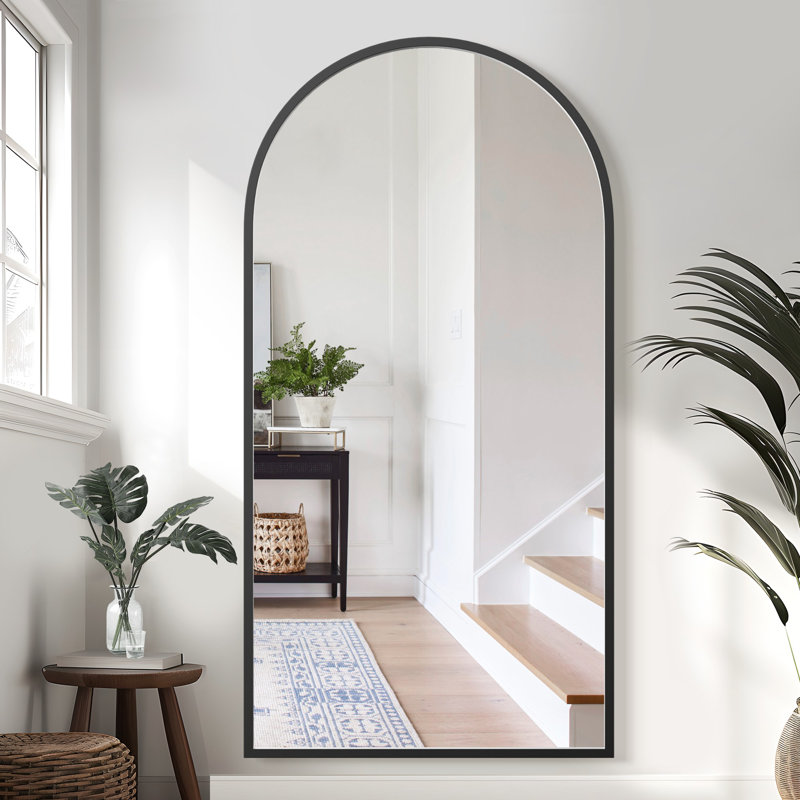 Arch Wood Mirror Full Length Mirror Wall Mirror, Black