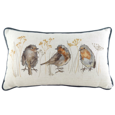 Robin Floral Rectangular Throw Pillow Cover