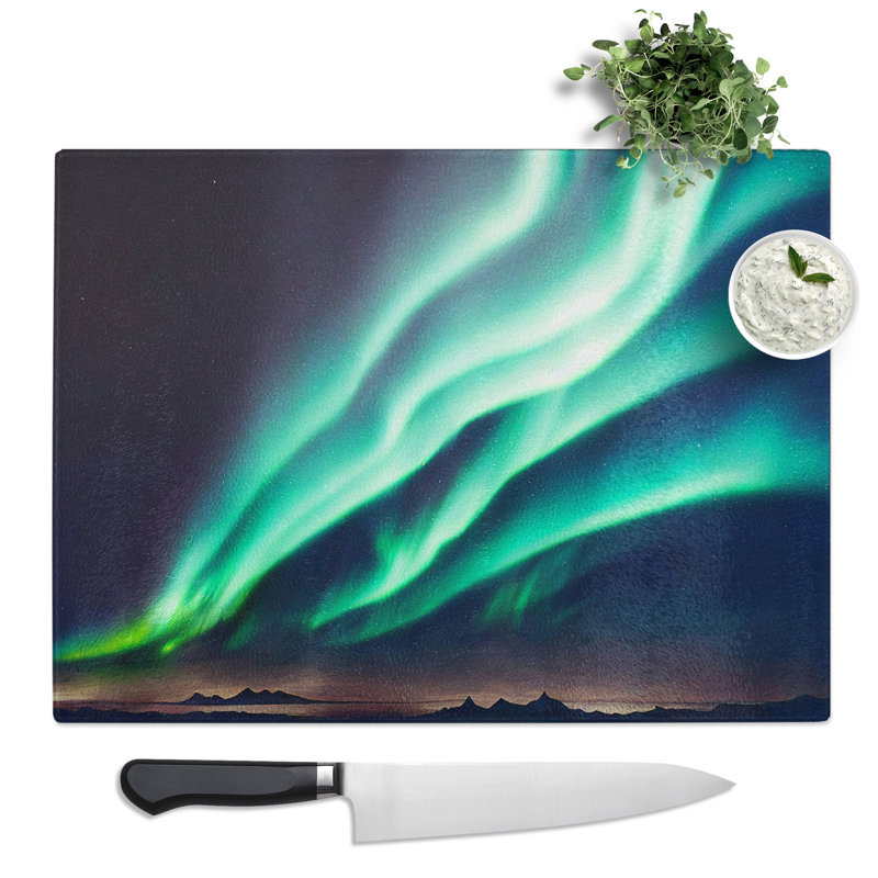 Stupendous Northern Lights  Glass Chopping Board