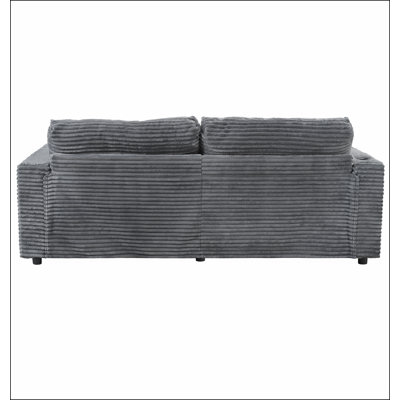 Oversized Loveseat Chaise Lounge Sectional Sofa Bed Corduroy Sleeper Sofa with Two USB Ports , Two Cup Holders and Two Throw Pillows for Living Room a