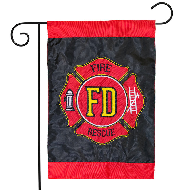 Applique de pompiers et drapeau de jardin brodé